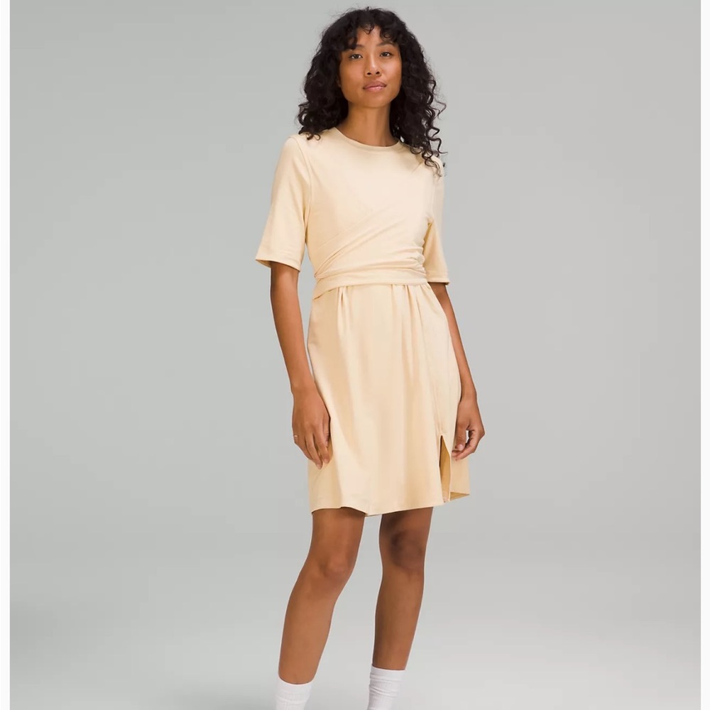 NWT Lululemon Prosecco Cotton Wrap-Front T-Shirt Dress